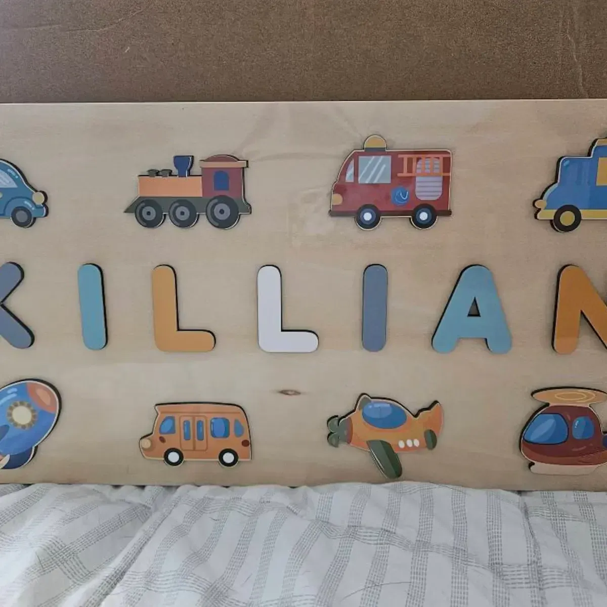 Vehicle Theme - Wooden Montessori Name Puzzle photo review