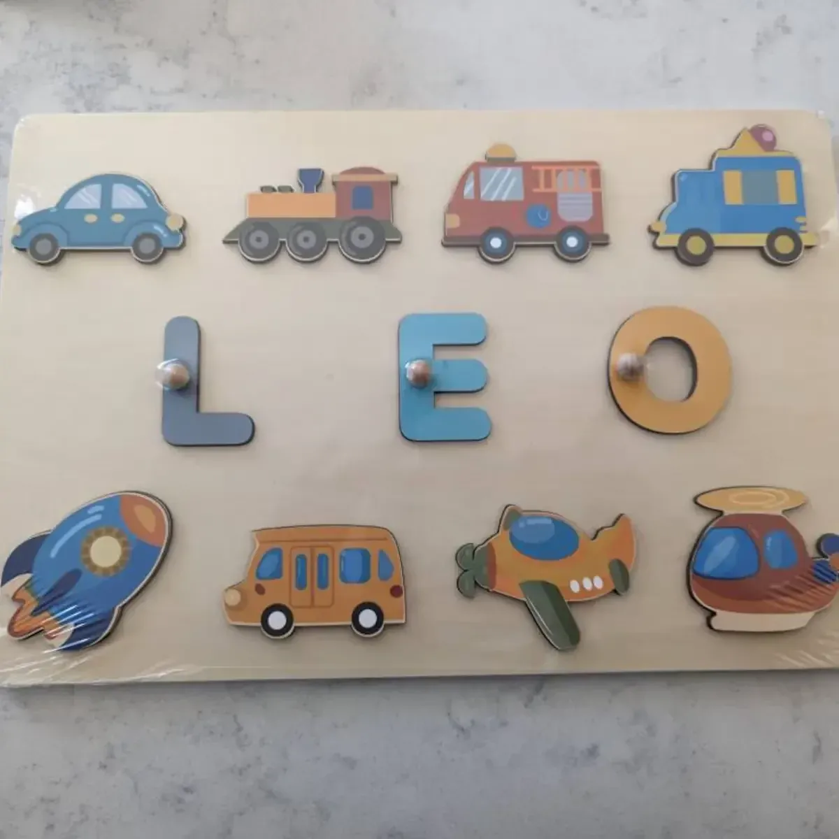 Vehicle Theme - Wooden Montessori Name Puzzle photo review