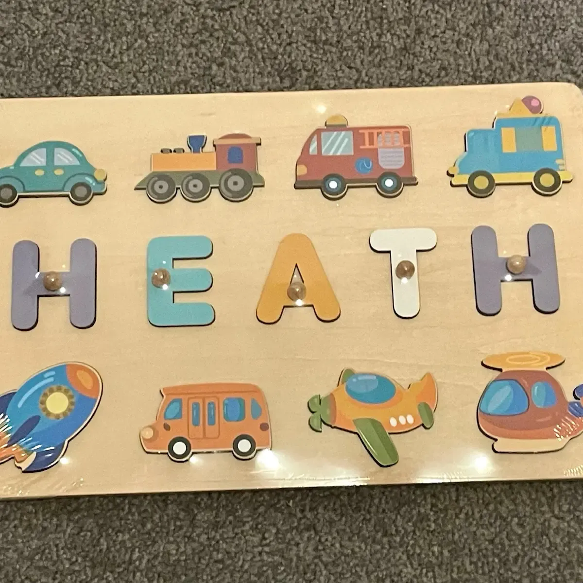 Vehicle Theme - Wooden Montessori Name Puzzle photo review