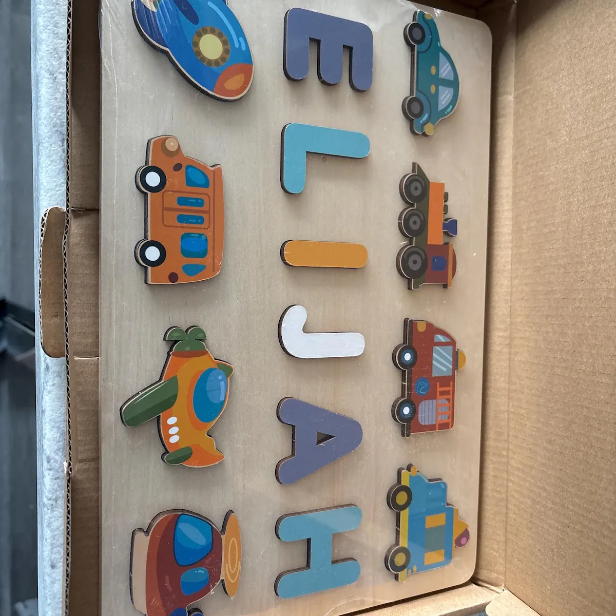 Vehicle Theme - Wooden Montessori Name Puzzle photo review