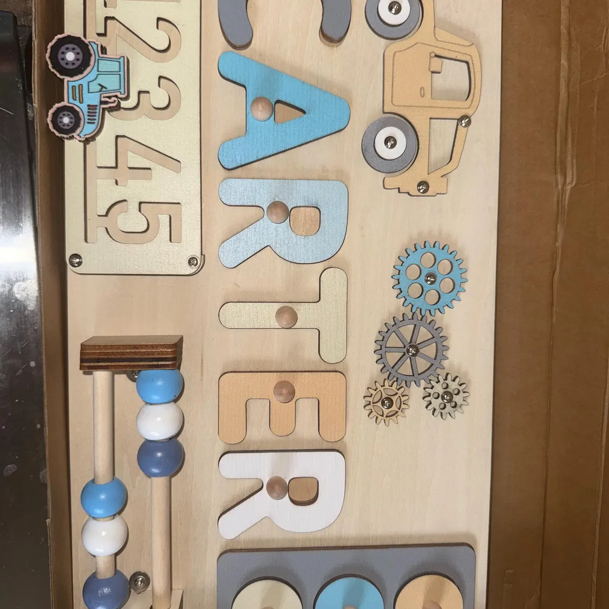 Vehicles & Numbers – Wooden Montessori Busy Board photo review