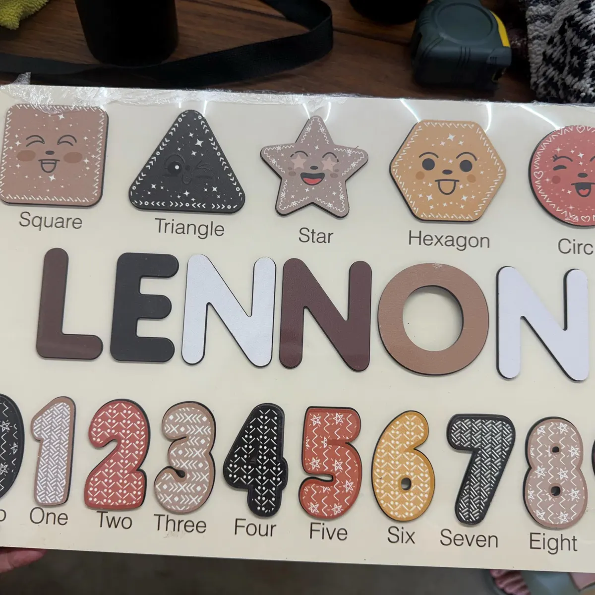 Shapes & Numbers – Wooden Montessori Name Puzzle photo review