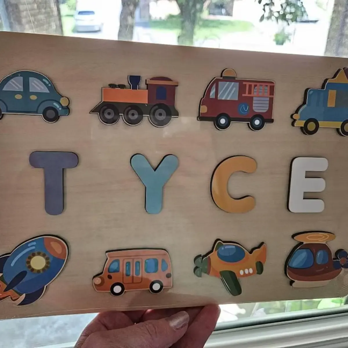 Vehicle Theme - Wooden Montessori Name Puzzle photo review