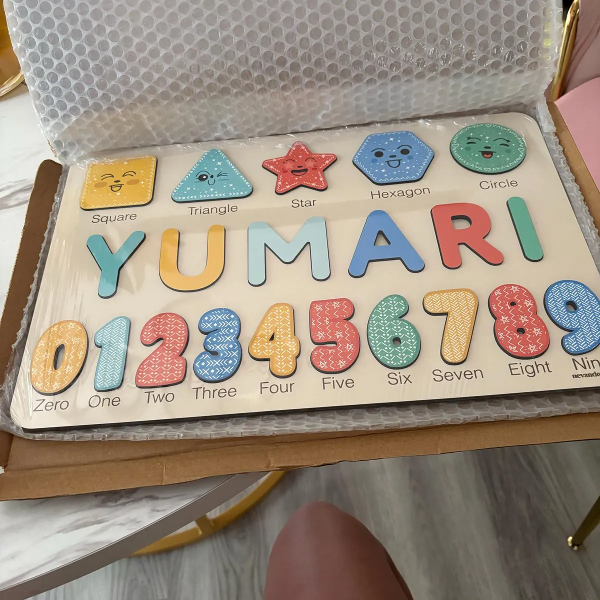 Shapes & Numbers – Wooden Montessori Name Puzzle photo review