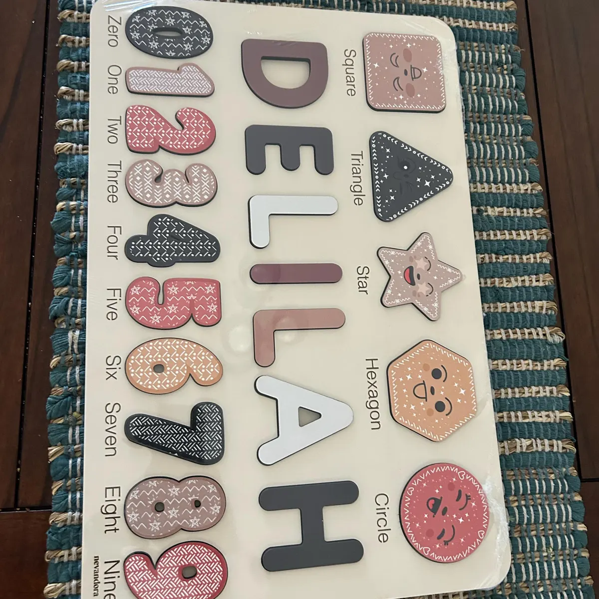 Shapes & Numbers – Wooden Montessori Name Puzzle photo review