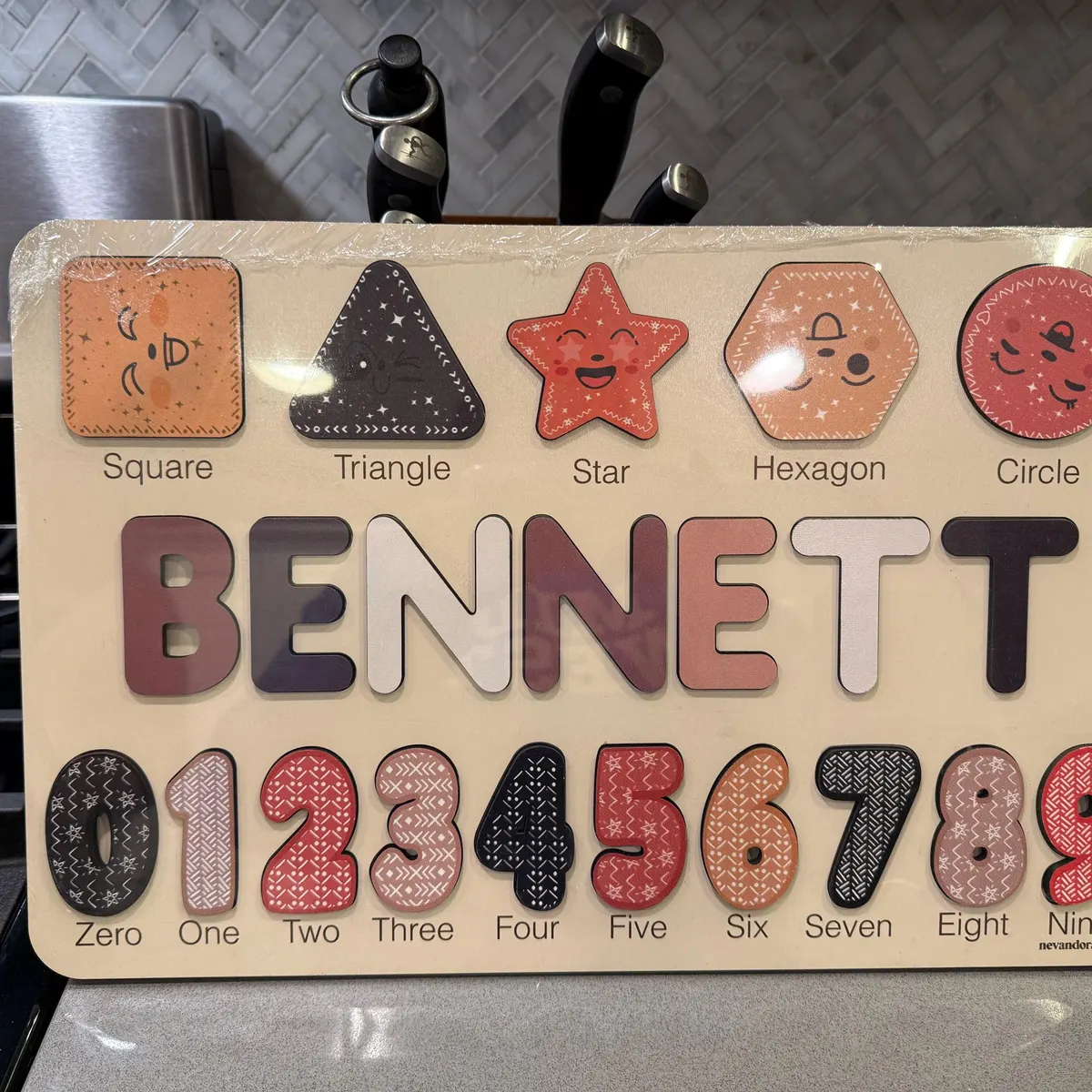 Shapes & Numbers – Wooden Montessori Name Puzzle photo review