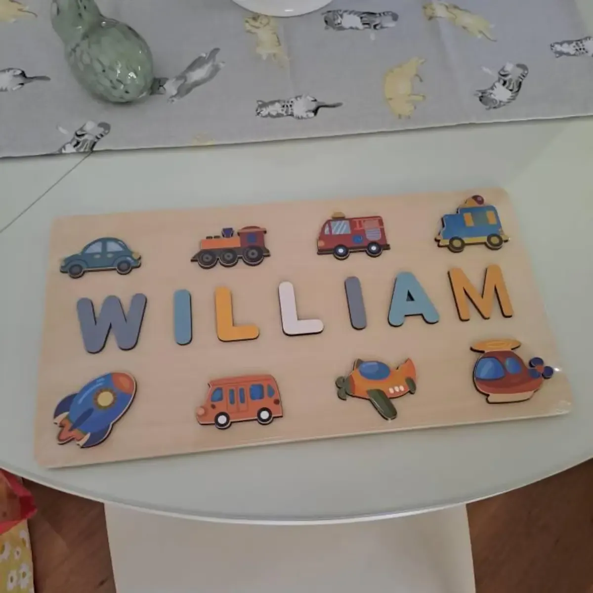 Vehicle Theme - Wooden Montessori Name Puzzle photo review