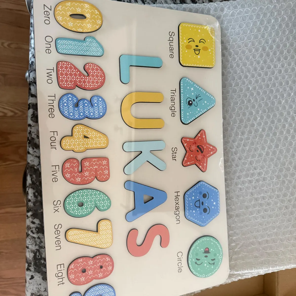 Shapes & Numbers – Wooden Montessori Name Puzzle photo review