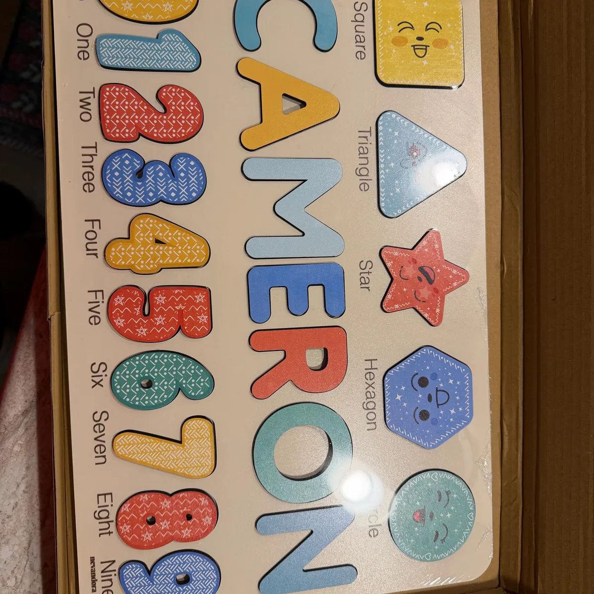 Shapes & Numbers – Wooden Montessori Name Puzzle photo review