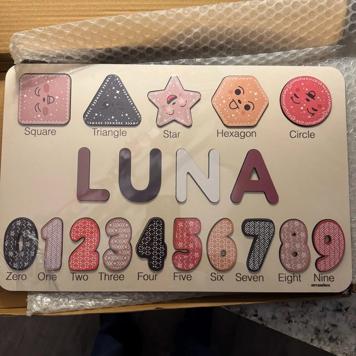 Shapes & Numbers – Wooden Montessori Name Puzzle photo review