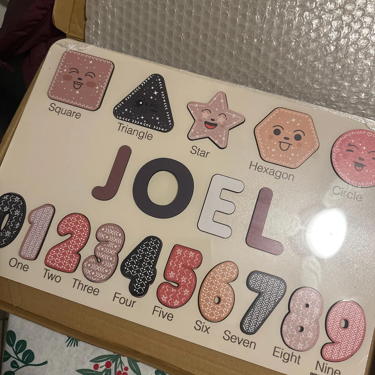 Shapes & Numbers – Wooden Montessori Name Puzzle photo review