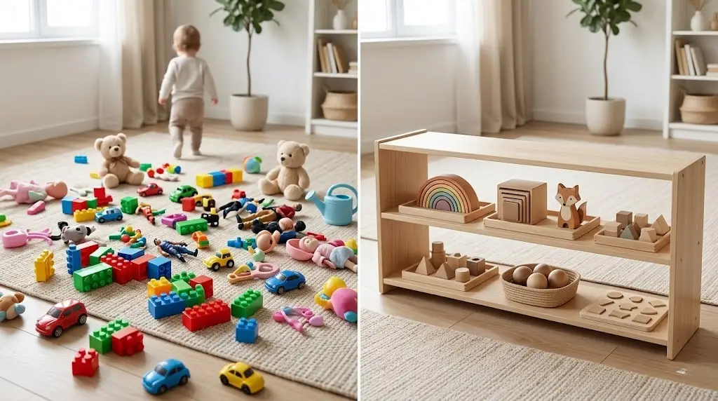 before and after montessori toy rotation