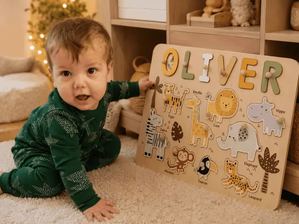 baby exploring safari puzzle