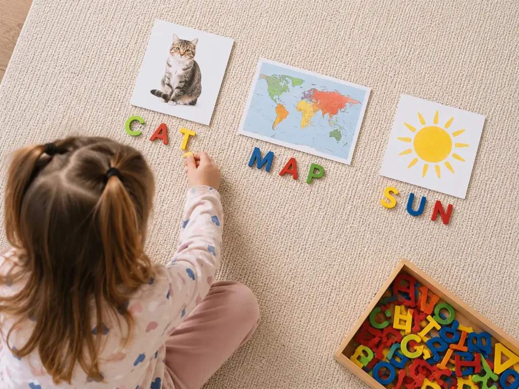 montessori moveable alphabet word composition 4 year old