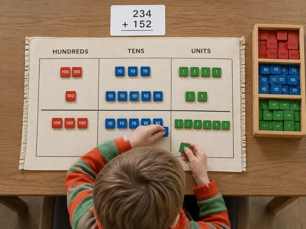 montessori stamp game addition 5 year old