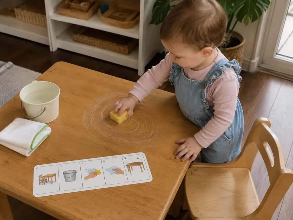 montessori table washing 7 steps 3 year old