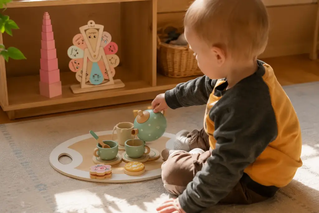montessori toddler tea party symbolic play 18 months 3 years