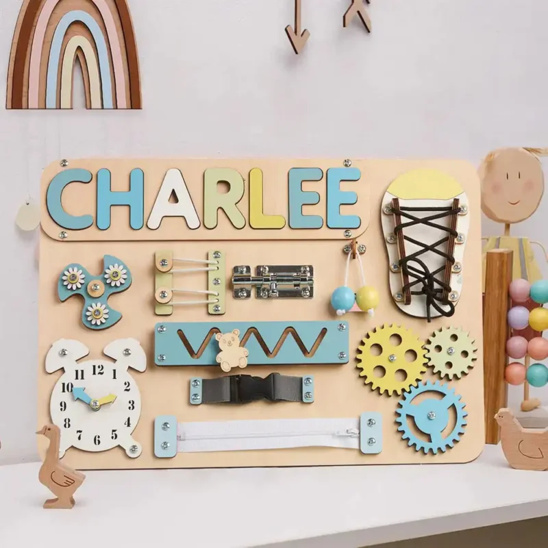 customizable montessori busy board tmt02 pastel boy