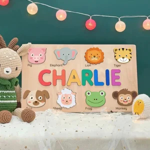 montessori animals name puzzle rainbow color