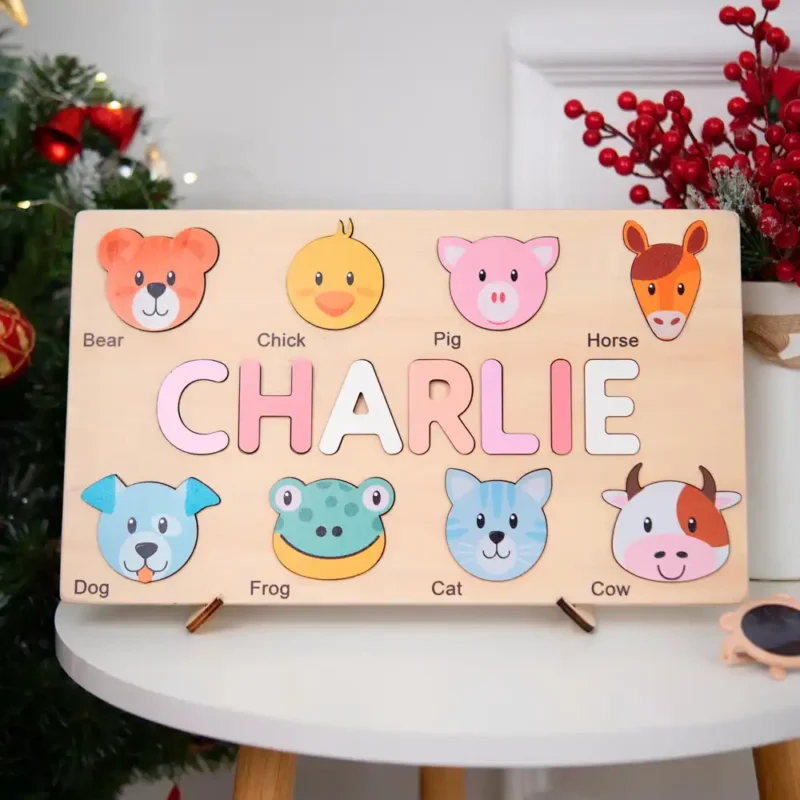 montessori personalized name puzzle pastel girl color
