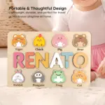 animals cute wooden montessori name puzzle portable thoughtful design