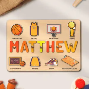 basketball wooden montessori name puzzle