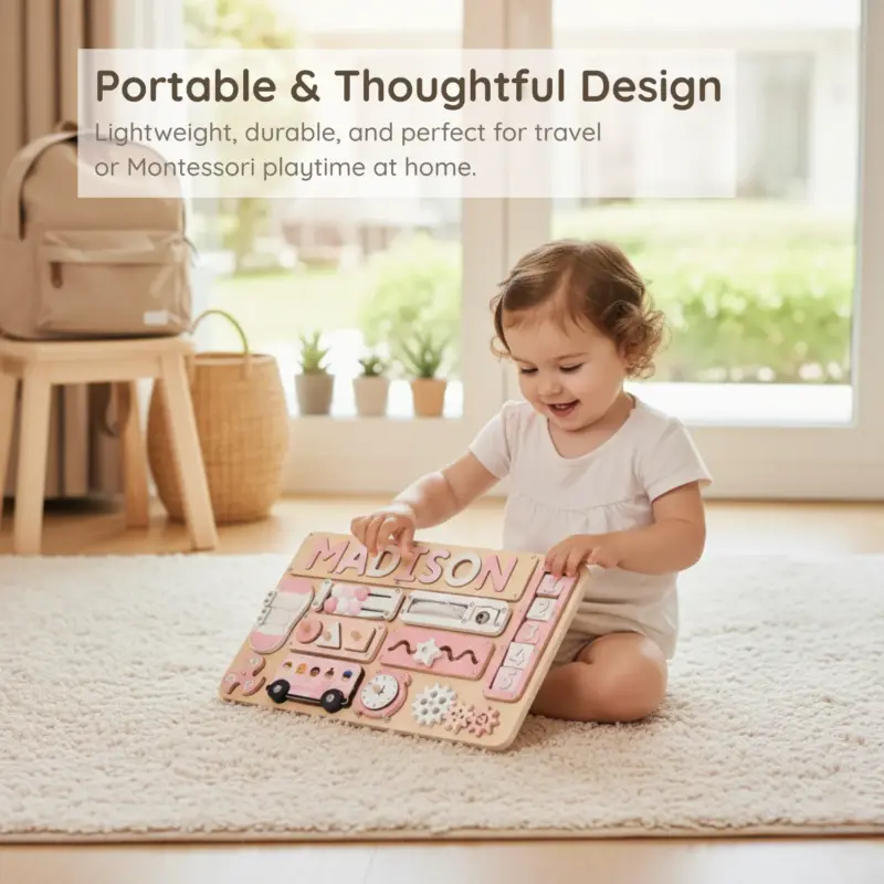 bus adventure wooden montessori busy board portable thoughtful design