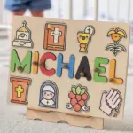 christian wooden montessori name puzzle 2