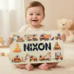 construction theme wooden montessori name puzzle