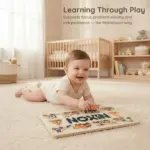construction theme wooden montessori name puzzle learning through play
