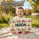 construction theme wooden montessori name puzzle portable thoughtful design
