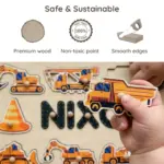 construction theme wooden montessori name puzzle safe sustainable