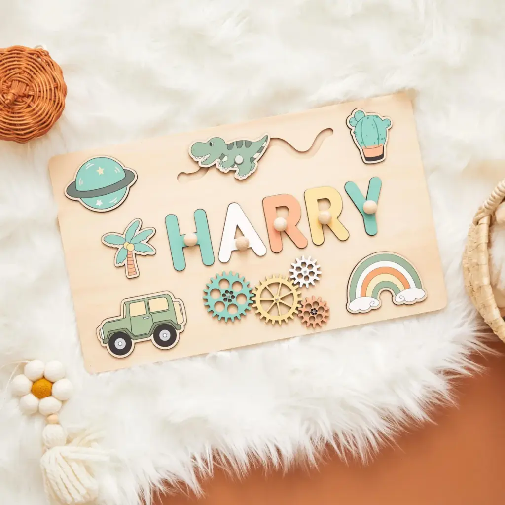 dino adventure wooden montessori busy board 2