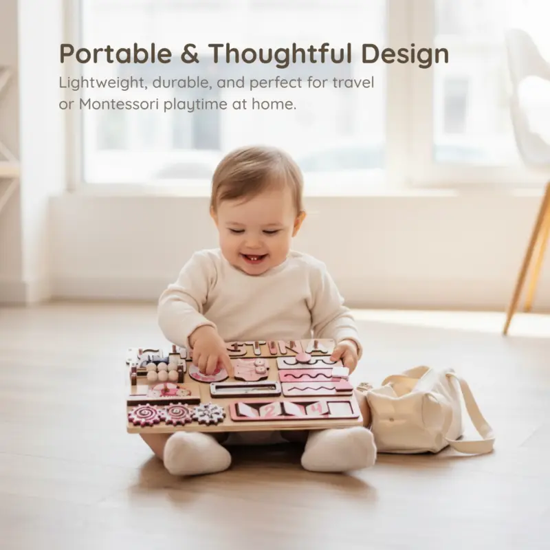 dress up day wooden montessori busy board portable thoughtful design