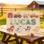 farm theme wooden montessori name puzzle