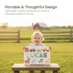 farm theme wooden montessori name puzzle portable thoughtful design