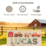 farm theme wooden montessori name puzzle safe sustainable