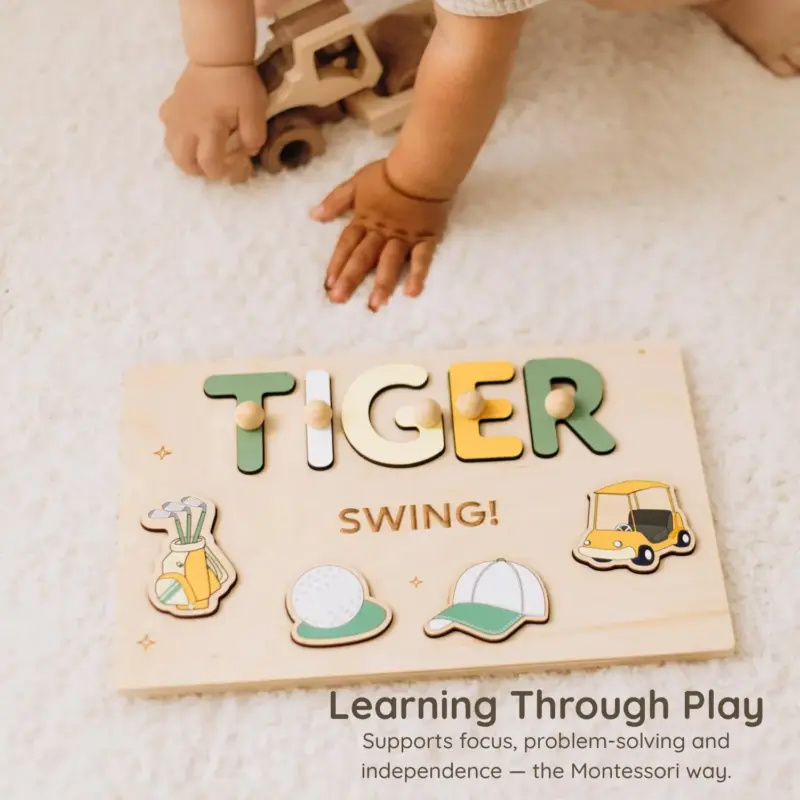 golf wooden montessori name puzzle learning through play