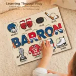 hockey wooden montessori name puzzle learning through play