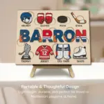 hockey wooden montessori name puzzle portable thoughtful design