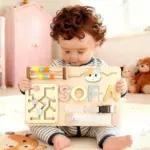 kitty friend wooden montessori busy board