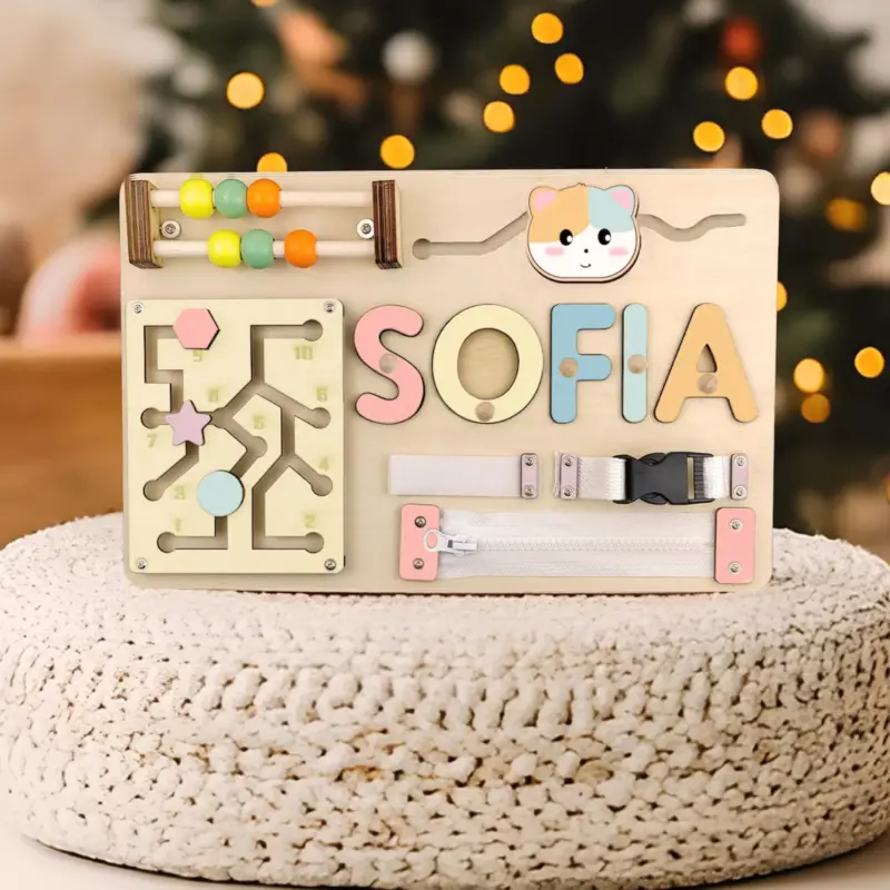 kitty friend wooden montessori busy board 2