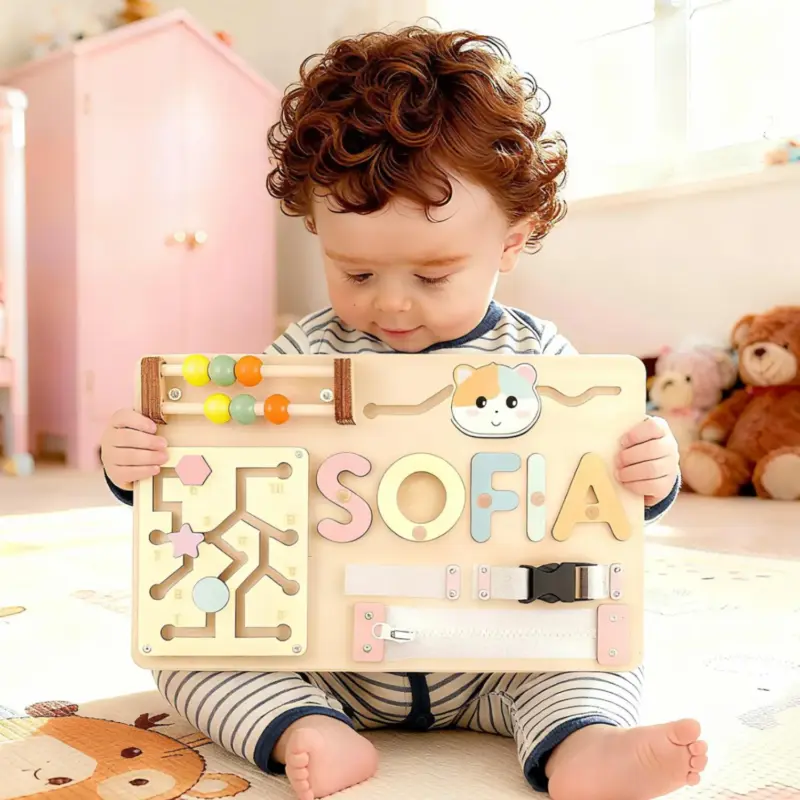 kitty friend wooden montessori busy board