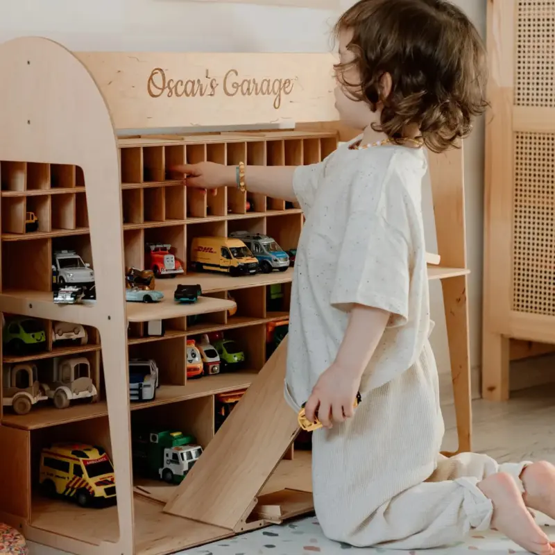 montessori toy car garage 3