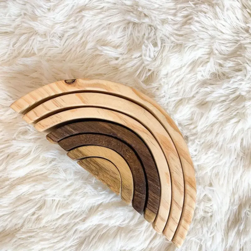 montessori wooden rainbow stacker final