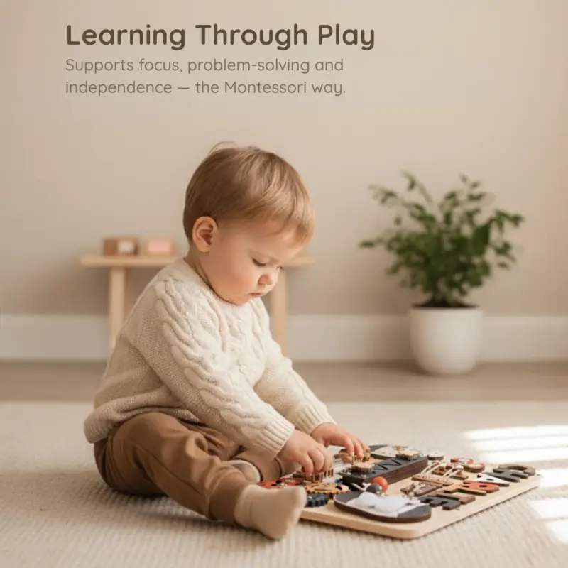 personalized name wooden montessori busy board learning through play