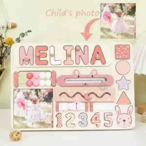 photo name wooden montessori busy board