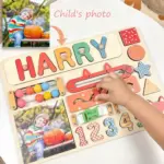 photo name wooden montessori busy board rainbow color