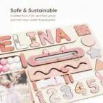 photo name wooden montessori busy board safe sustainable