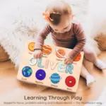 planet theme wooden montessori name puzzle learning through play